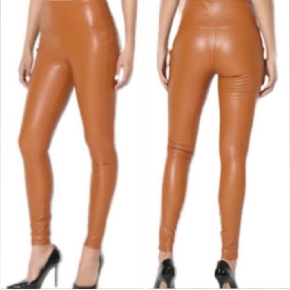 NWT Hot Kiss Faux Leather Mocha Leggings/Pants Plus Size 3X